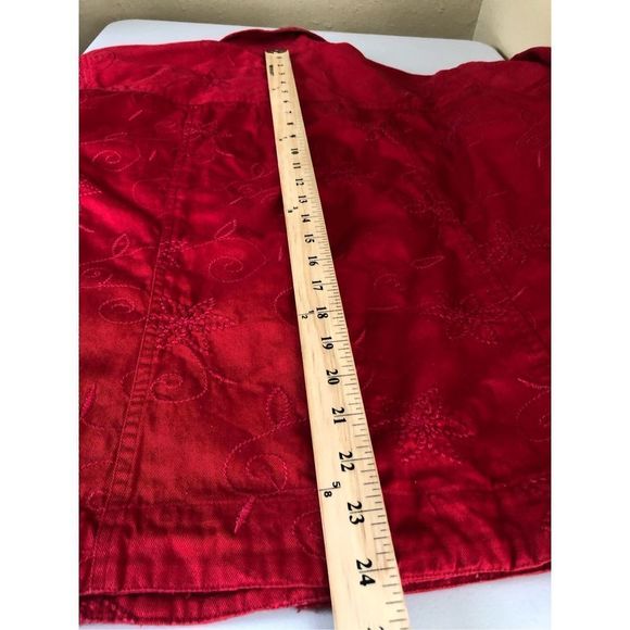 New Direction Womens Embroidered Jacket Solid Red Size 1X - Picture 11 of 12